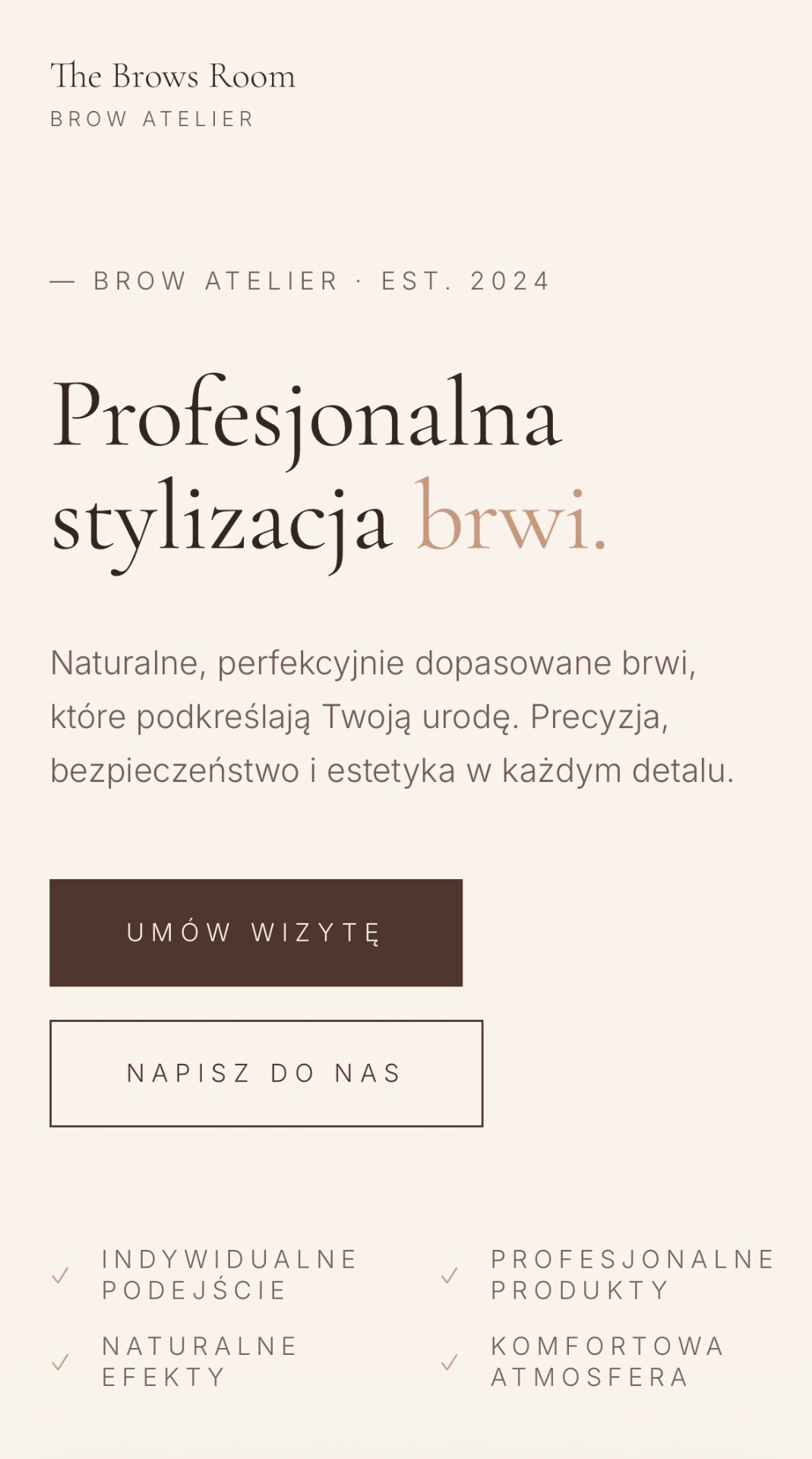 The Brows Room — wersja mobile